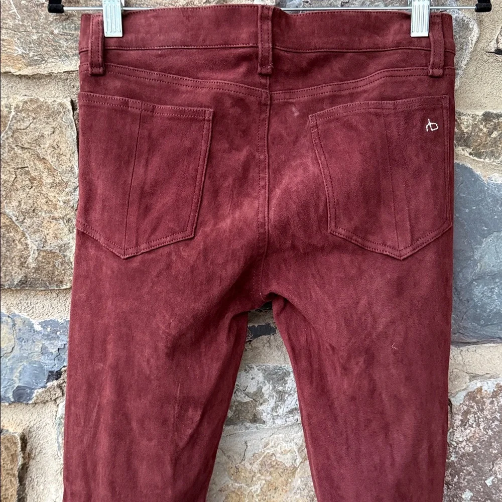 rag & bone Suede Leather Pants Port Burgundy Size 28 Skinny Lamb Suede Hybrid